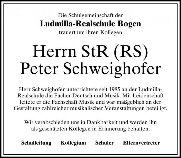 Peter Schweighofer Nachruf